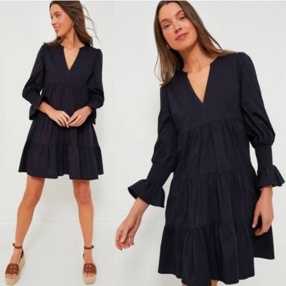 Pomander Place Dresses & Skirts - Pomander Place Tuckernuck Crepe Kenzo Little Black Dress Tiered Mini Dress L